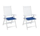 Coussins De Chaise De Jardin Lot De 2 Bleu Royal 50x50x3 Cm