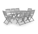 Mobilier à dîner de jardin 9 pcs 6-8 places Bois d'acacia massif Gris