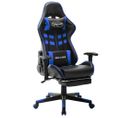 Fauteuil Gamer Avec Repose-pied Noir Et Bleu Cuir Artificiel