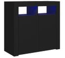 Vidaxl Buffet Avec Lumières LED Noir 80x35x75 Cm Placard Armoire Meuble De Rangement Intérieur