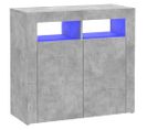 Vidaxl Buffet Avec Lumières LED Gris Béton 80x35x75 Cm Placard Armoire Meuble De Rangement Intérieur