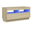 Meuble TV Avec Lumières LED Chêne Sonoma 80x35x40 Cm