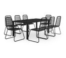 Salon De Jardin 9 PCs Rotin Pvc Noir