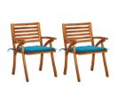 Chaises À Dîner De Jardin Avec Coussins 2 PCs Acacia Massif