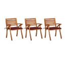 Chaises À Dîner De Jardin Avec Coussins 3 PCs Acacia Massif