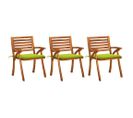 Chaises À Dîner De Jardin Avec Coussins 3 PCs Acacia Massif