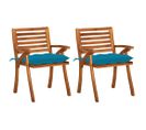 Chaises À Dîner De Jardin Avec Coussins 2 PCs Acacia Massif