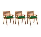 Chaises À Dîner De Jardin Avec Coussins 3 PCs Acacia Massif