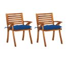 Chaises À Dîner De Jardin Avec Coussins 2 PCs Acacia Massif