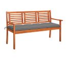 Banc De Jardin 3 Places Avec Coussin 150 Cm Bois D'eucalyptus