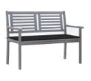 Banc De Jardin 2 Places Avec Coussin 120 Cm Gris Eucalyptus