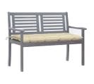 Banc De Jardin 2 Places Avec Coussin 120 Cm Gris Eucalyptus