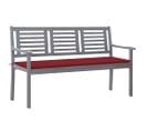 Banc De Jardin 3 Places Avec Coussin 150 Cm Gris Eucalyptus