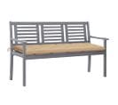 Banc De Jardin 3 Places Avec Coussin 150 Cm Gris Eucalyptus