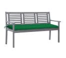 Banc De Jardin 3 Places Avec Coussin 150 Cm Gris Eucalyptus