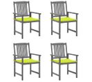 Chaises De Jardin Avec Coussins 4 PCs Gris Bois D'acacia Massif