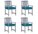 Chaises De Jardin Avec Coussins 4 PCs Gris Bois D'acacia Massif