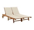 Chaise Longue De Jardin 2 Places Avec Coussins Acacia Solide