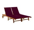 Chaise Longue De Jardin 2 Places Avec Coussins Acacia Solide