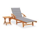 Chaise Longue De Jardin Avec Table Et Coussin Bois D'acacia