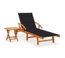 Chaise Longue De Jardin Avec Table Et Coussin Bois D'acacia