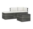 Salon Palette De Jardin 4 PCs Avec Coussins Bois De Pin Massif