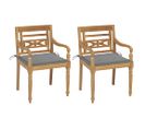 Chaises Batavia 2 PCs Avec Coussins Gris Bois De Teck Massif