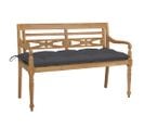 Banc Batavia Avec Coussin Anthracite 120 Cm Bois De Teck Massif