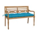 Banc Batavia Avec Coussin Bleu Clair 120 Cm Bois De Teck Massif