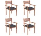 Chaises De Jardin 4 PCs Avec Coussins Anthracite Teck Solide