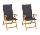 Chaises De Jardin 2 Pièces Avec Coussins Anthracite Bois De Teck