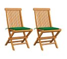 Chaises De Jardin Avec Coussins Vert 2 PCs Bois De Teck Massif