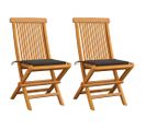 Chaises De Jardin Avec Coussins Taupe 2 Pièces Bois De Teck Massif