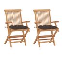 Chaises De Jardin Avec Coussins Taupe 2 PCs Bois De Teck Massif