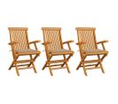 Chaises De Jardin Avec Coussins Beige 3 PCs Bois De Teck Massif