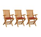 Chaises De Jardin Avec Coussins Rouge 3 PCs Bois De Teck Massif