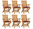 Chaises De Jardin Avec Coussins Rouge Bordeaux 6pcs Teck Massif