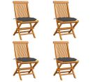 Chaises De Jardin Avec Coussins Anthracite 4 PCs Bois De Teck