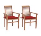 Chaises À Dîner 2 PCs Avec Coussins Rouge Bois De Teck Massif