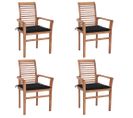 Chaises À Dîner 4 PCs Avec Coussins Noir Bois De Teck Solide