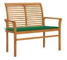 Banc De Jardin Avec Coussin Vert 112 Cm Bois De Teck Massif