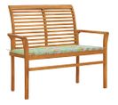 Banc De Jardin Et Coussin À Motif De Feuilles 112cm Teck Massif