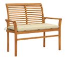 Banc De Jardin Avec Coussin Blanc Crème 112 Cm Bois De Teck