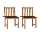 Chaises De Jardin 2 PCs Avec Coussins Bois De Teck Massif