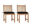 Chaises De Jardin 2 PCs Avec Coussins Bois De Teck Massif