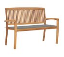 Banc De Jardin Empilable Et Coussin 128,5cm Bois De Teck Massif