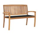 Banc De Jardin Empilable Et Coussin 128,5cm Bois De Teck Massif