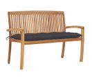 Banc De Jardin Empilable Et Coussin 128,5cm Bois De Teck Massif