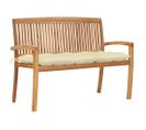 Banc De Jardin Empilable Et Coussin 128,5cm Bois De Teck Massif