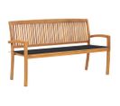 Banc De Jardin Empilable Et Coussin 159 Cm Bois De Teck Massif